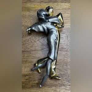 Vintage FAF Montreal Jewelry Two-Tone Romantic Dancing Couple Brooch